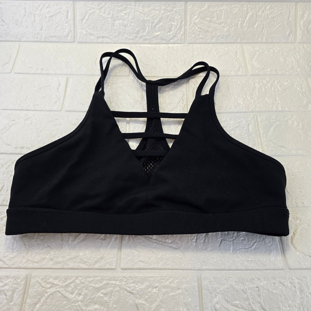 Zyia‎ Active Strappy Mesh Racerback Sports Bra Women Large Black Athleisure Gym
